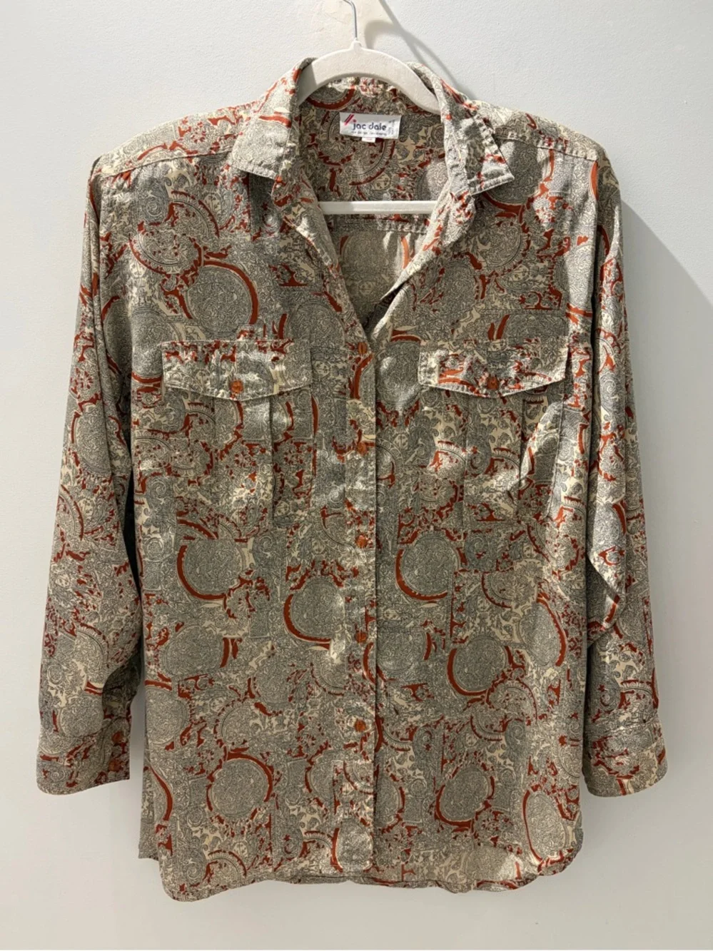 Vintage Jac Dale 2-Piece Skirt Set Size 38 | Paisley Blouse & Pleated Skirt Sz S - Picture 4 of 12